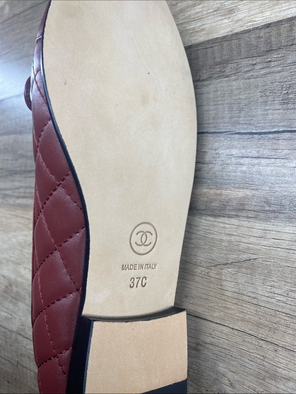 CHANEL Burgundy Quilted Leather CC Bow Ballet Flats 37 EU - Picture 9 of 9